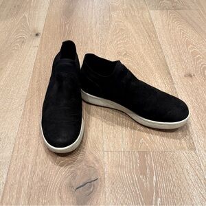 Eileen Fisher Black Suede & Knit Slip On Sneakers, Size 7.5